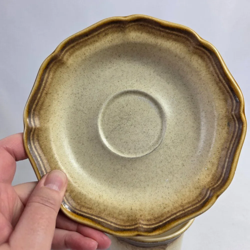 TWO Mikasa Whole Wheat Cup & Saucer Sets Beige & Brown E8000